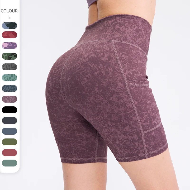 High Waist Yoga Shorts with Pockets