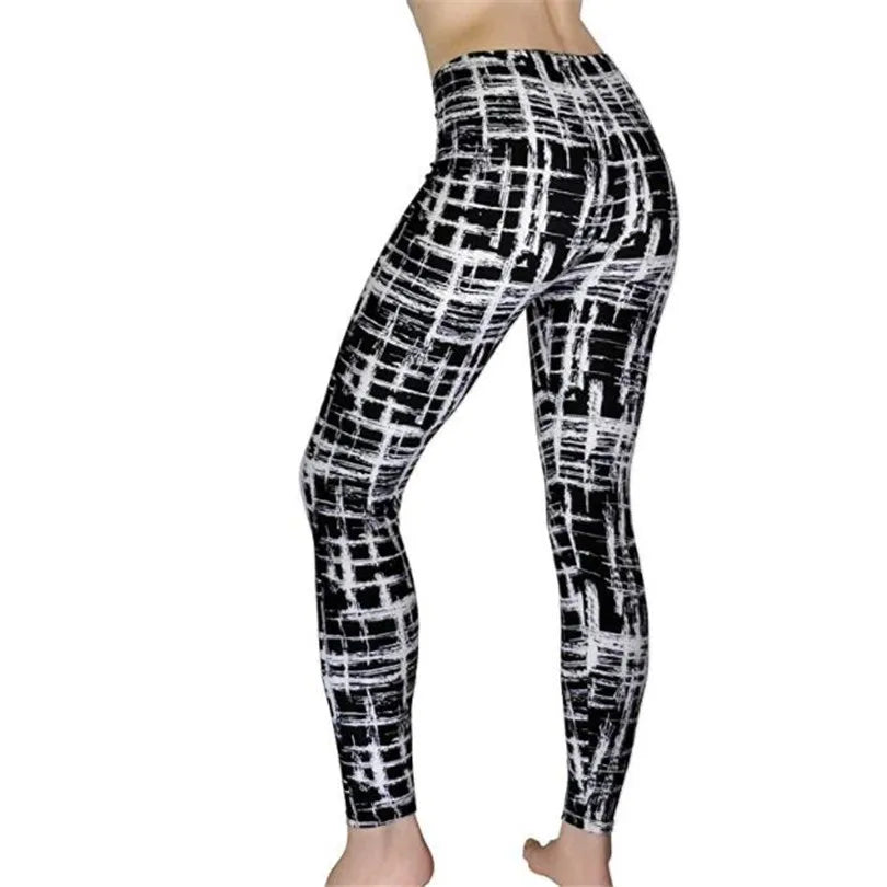 Black and White Vertical Striped Printed Leggings