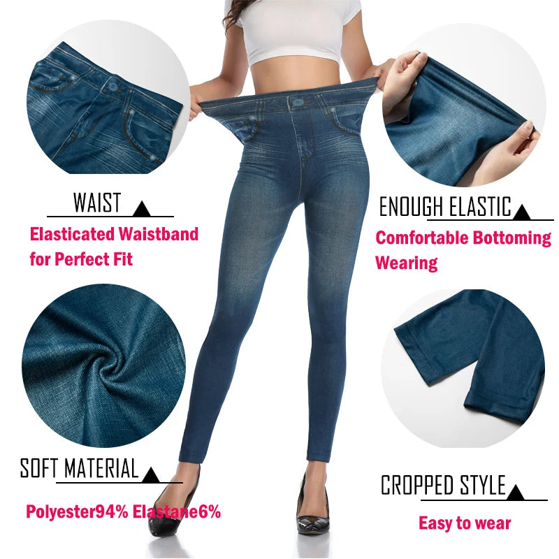 Sexy Push Up Faux Denim Leggings