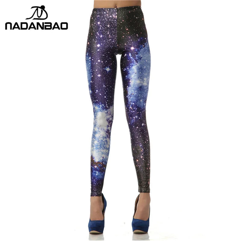 3D Digital Blue Galaxy Leggings