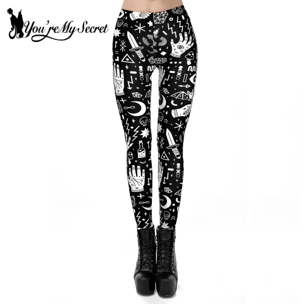 Black and White Graffiti Gothic Leggings