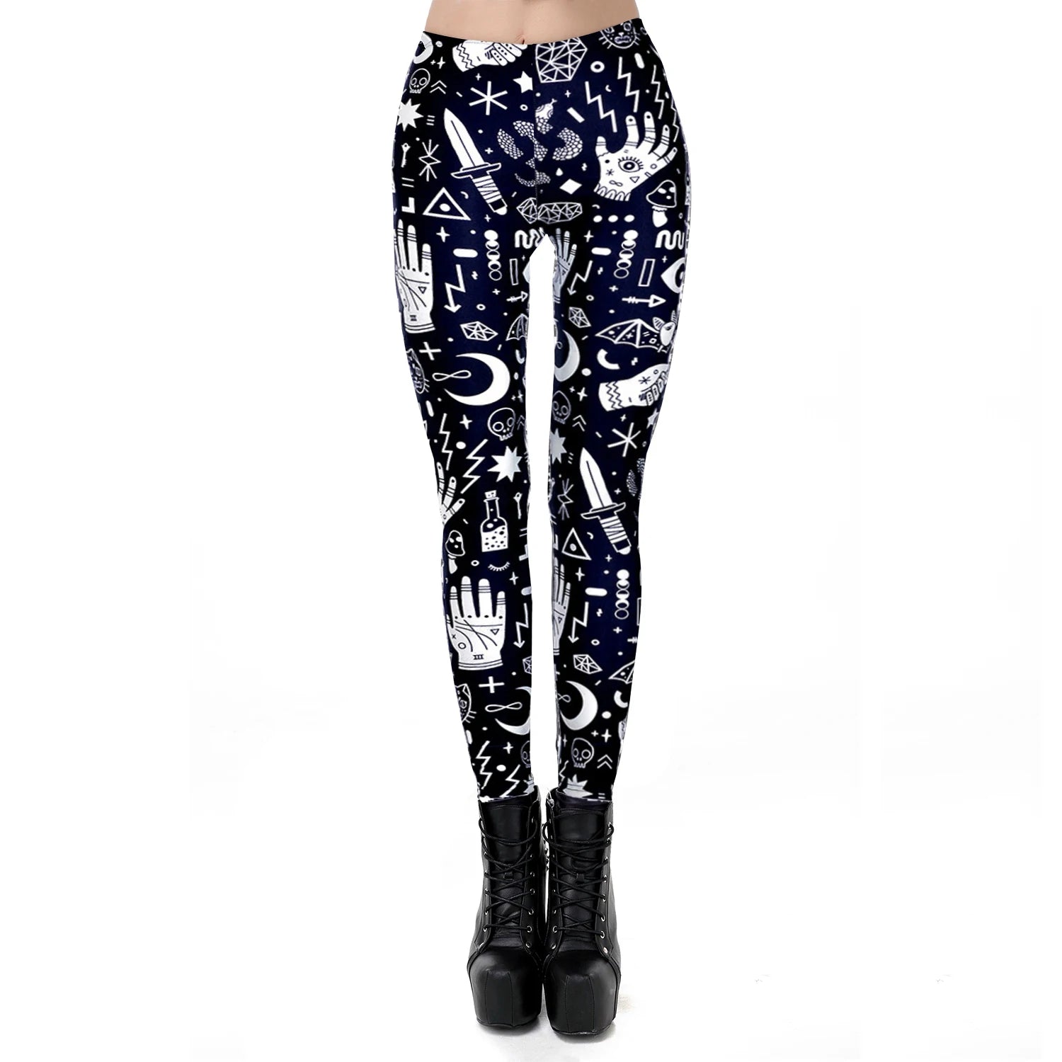 Black and White Graffiti Gothic Leggings