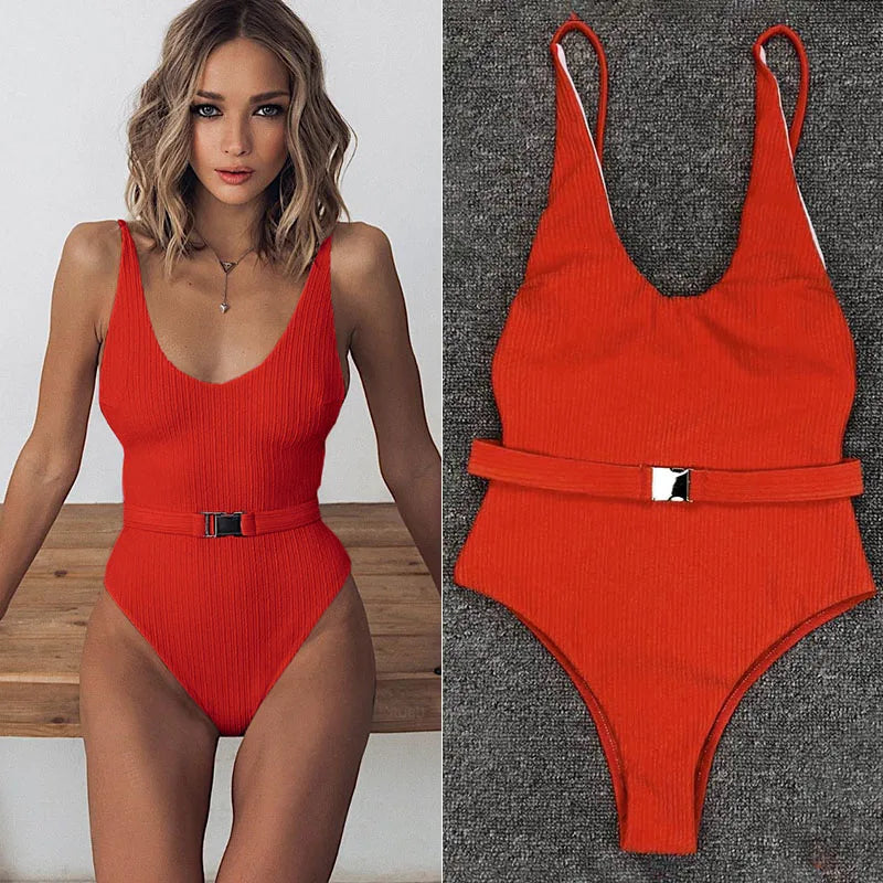 High Leg Monokini Push Up Swimsuit