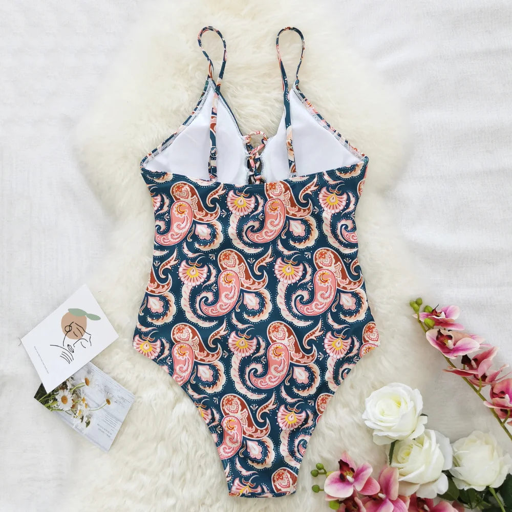 Patchwork Boho One Piece Swimsuit