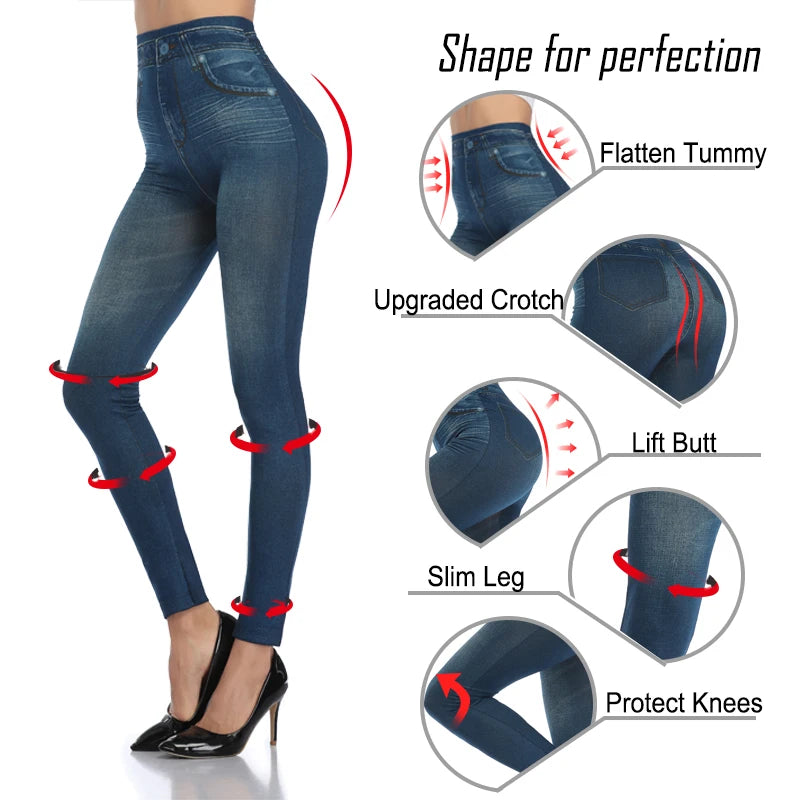 Sexy Push Up Faux Denim Leggings