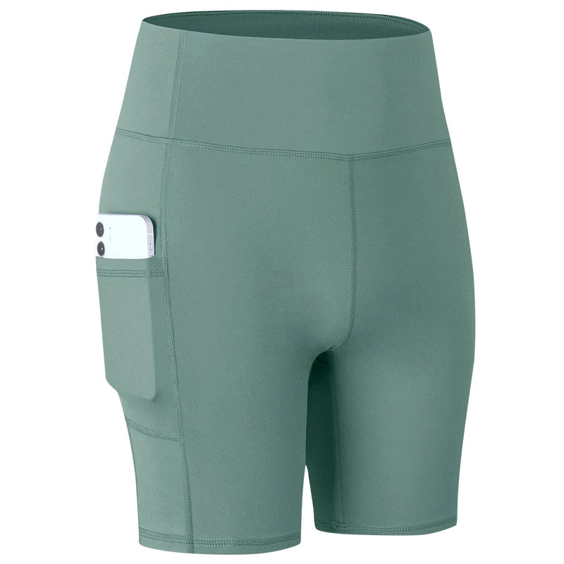 High Waist Yoga Shorts with Pockets