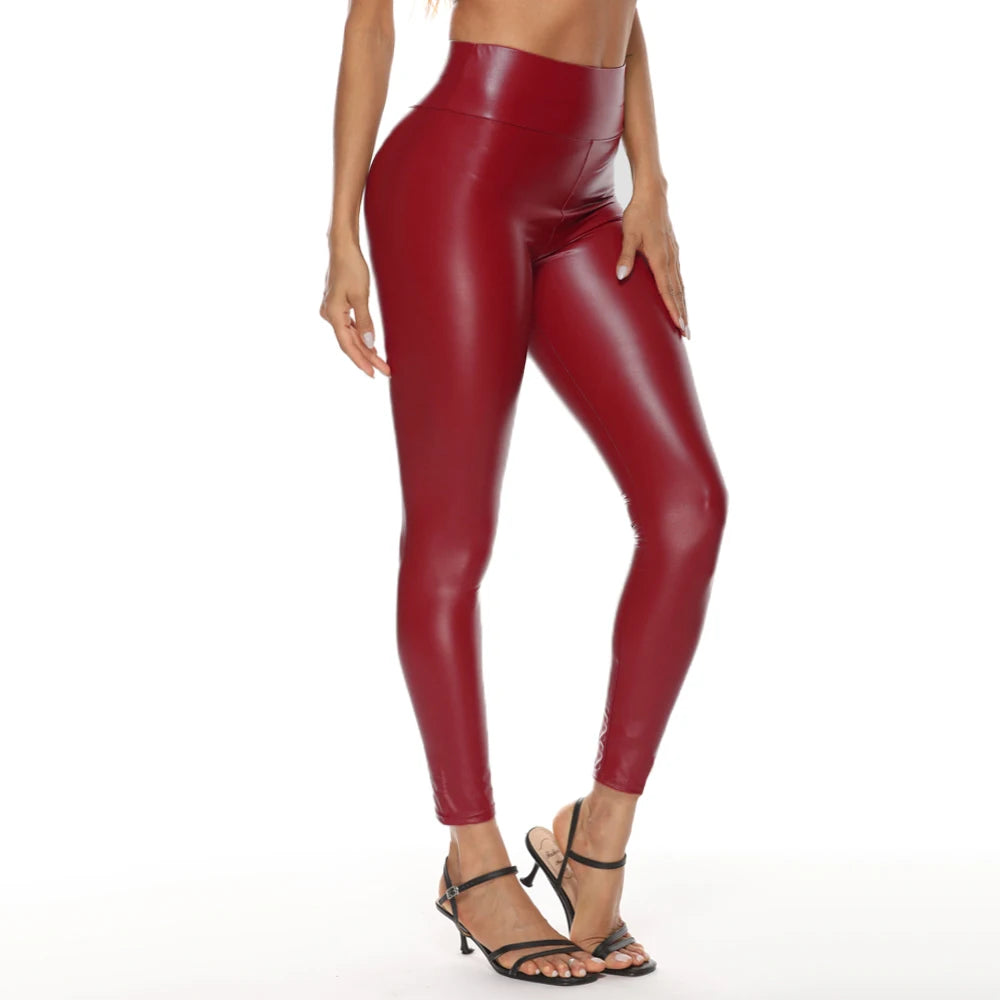 High Waist Push Up Leather Leggings