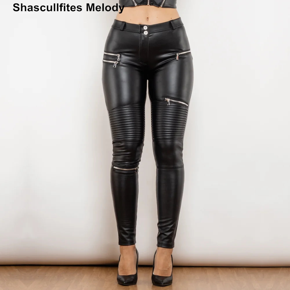 Punk Rock Low Waist Leather Leggings