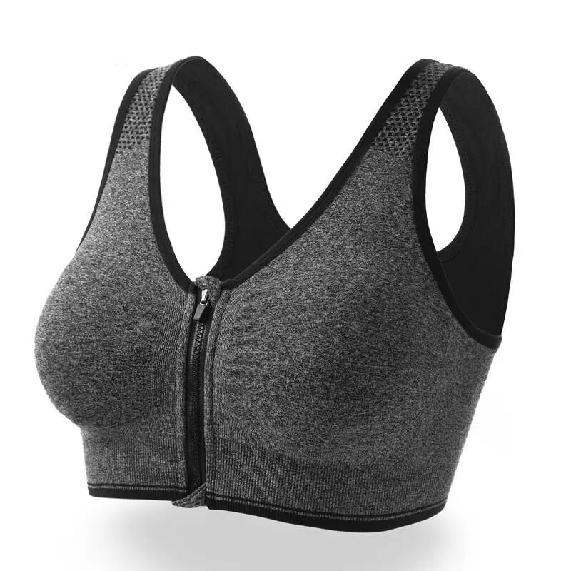 Zipper Push Up Sports Bra