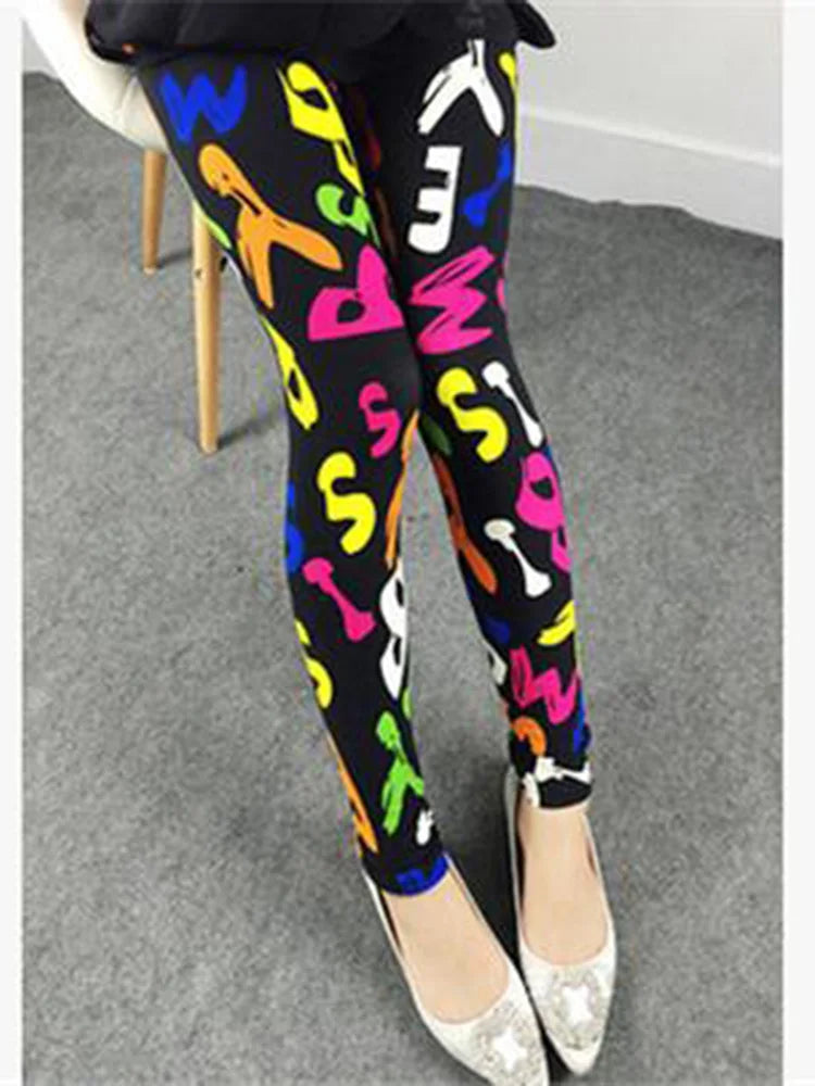 Women's Fitness Pants Elasticity Floral Stripe Grid Leggings