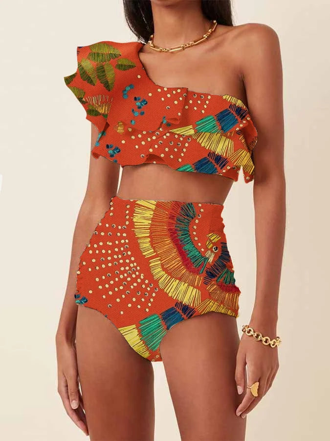 One-Shoulder Embroidered Swimsuit