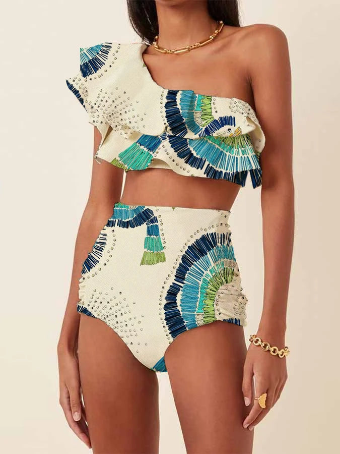 One-Shoulder Embroidered Swimsuit